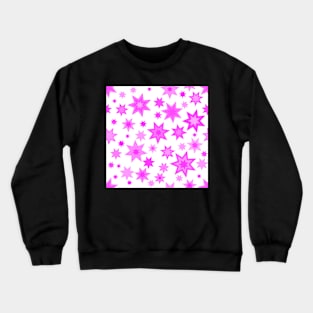 Hot Pink Stars on White 5748 Crewneck Sweatshirt